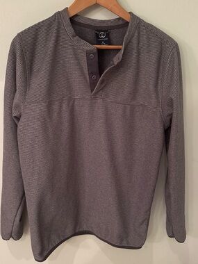 Lands' End Charcoal Waffle Knit Henley